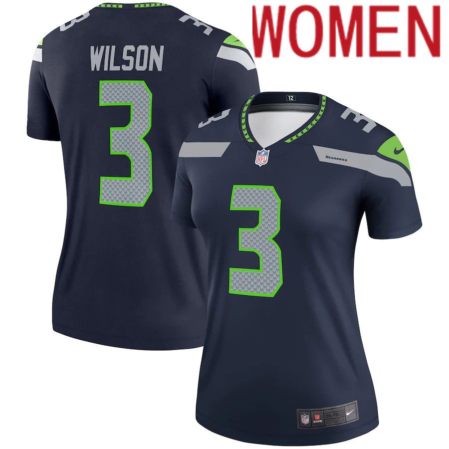 Women Seattle Seahawks #3 Russell Wilson Nike College Navy Legend NFL Jersey
